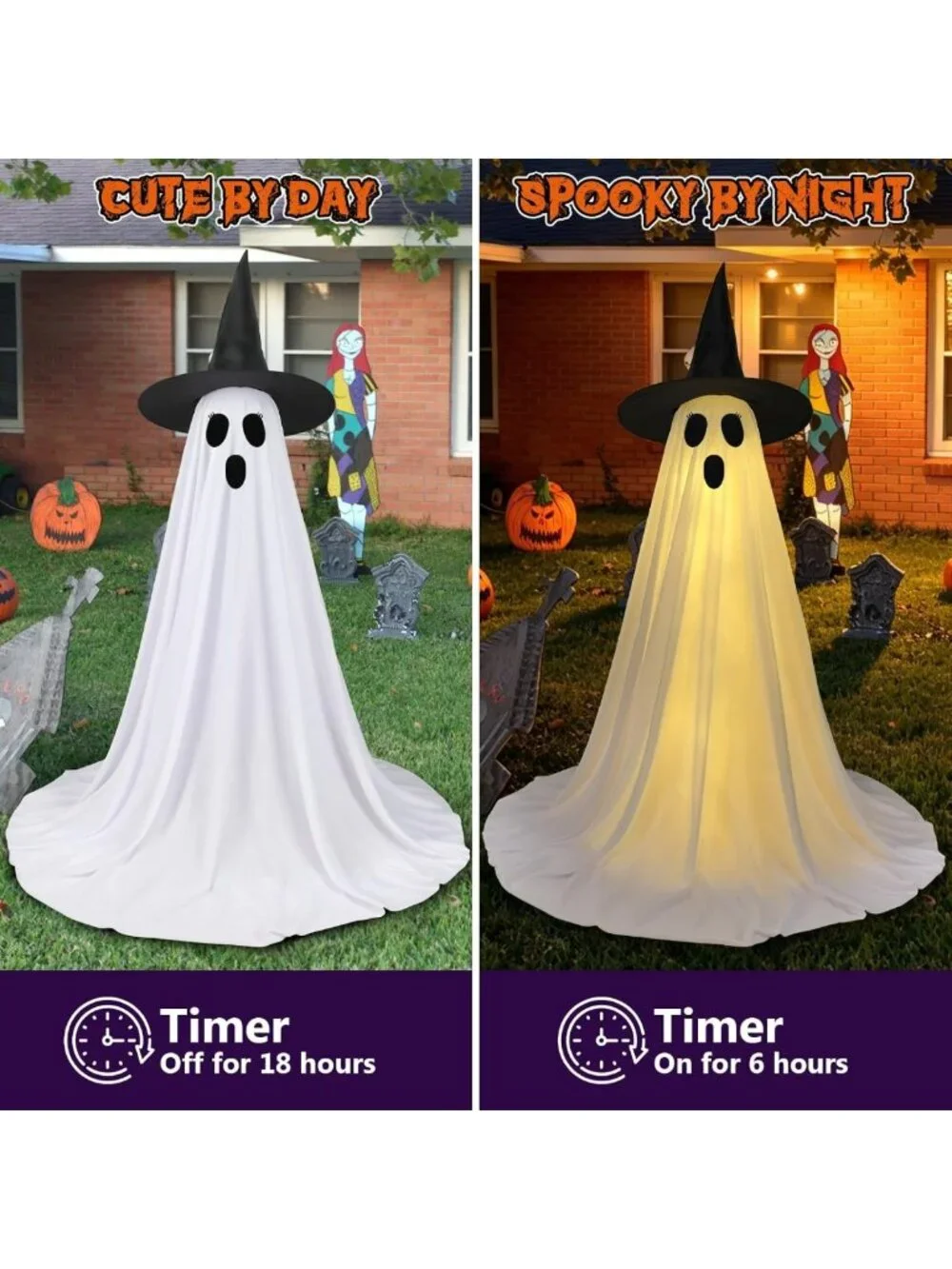 Lighted Halloween Ghost Decorations - 2 Pack, 59